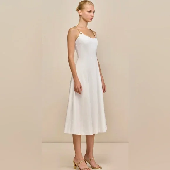 Cult Gaia White Midi Dress with Gold Accents - Picture 2 of 5